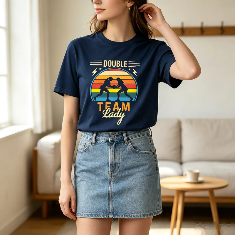 Graphic T-Shirt Retro Sunset Pickleball Double Player Print Black Navy Cotton Tee Casual Streetwear Men Women  Y2k Top Harajuku