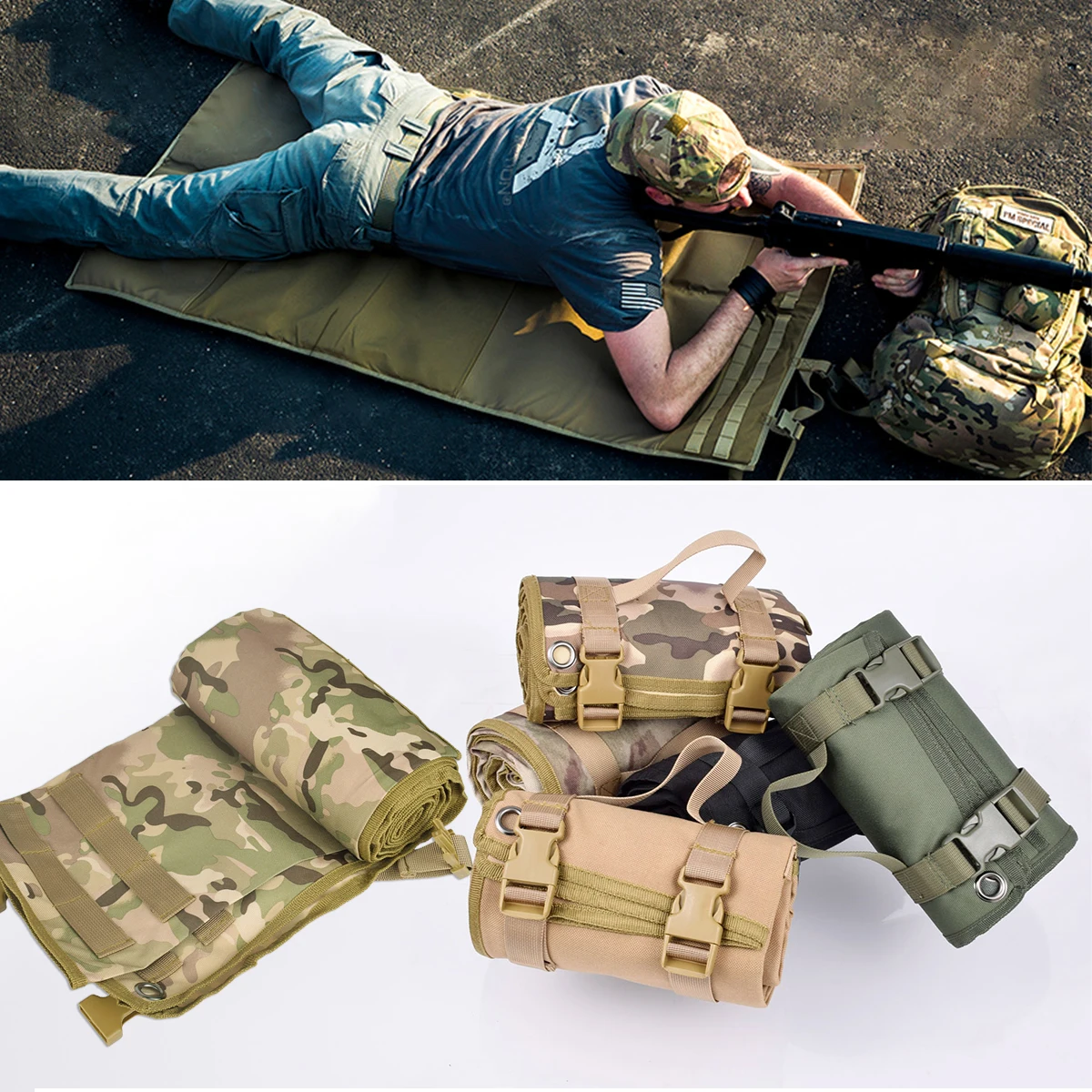 Tactical Shooting Mat Lightweight Roll Up Camping Mat Non-slip Pad Hunting AR15 M4 M16 Rifle Universal Waterproof Shooting Mats