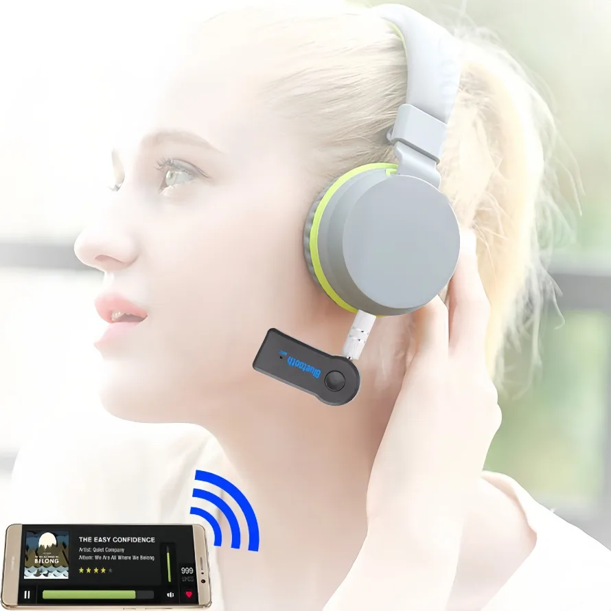 Adattatore Bluetooth AUX per auricolari per auto Altoparlanti Ricevitore audio Bluetooth wireless Chiamata in vivavoce Kit per auto con AUX 3,5 mm