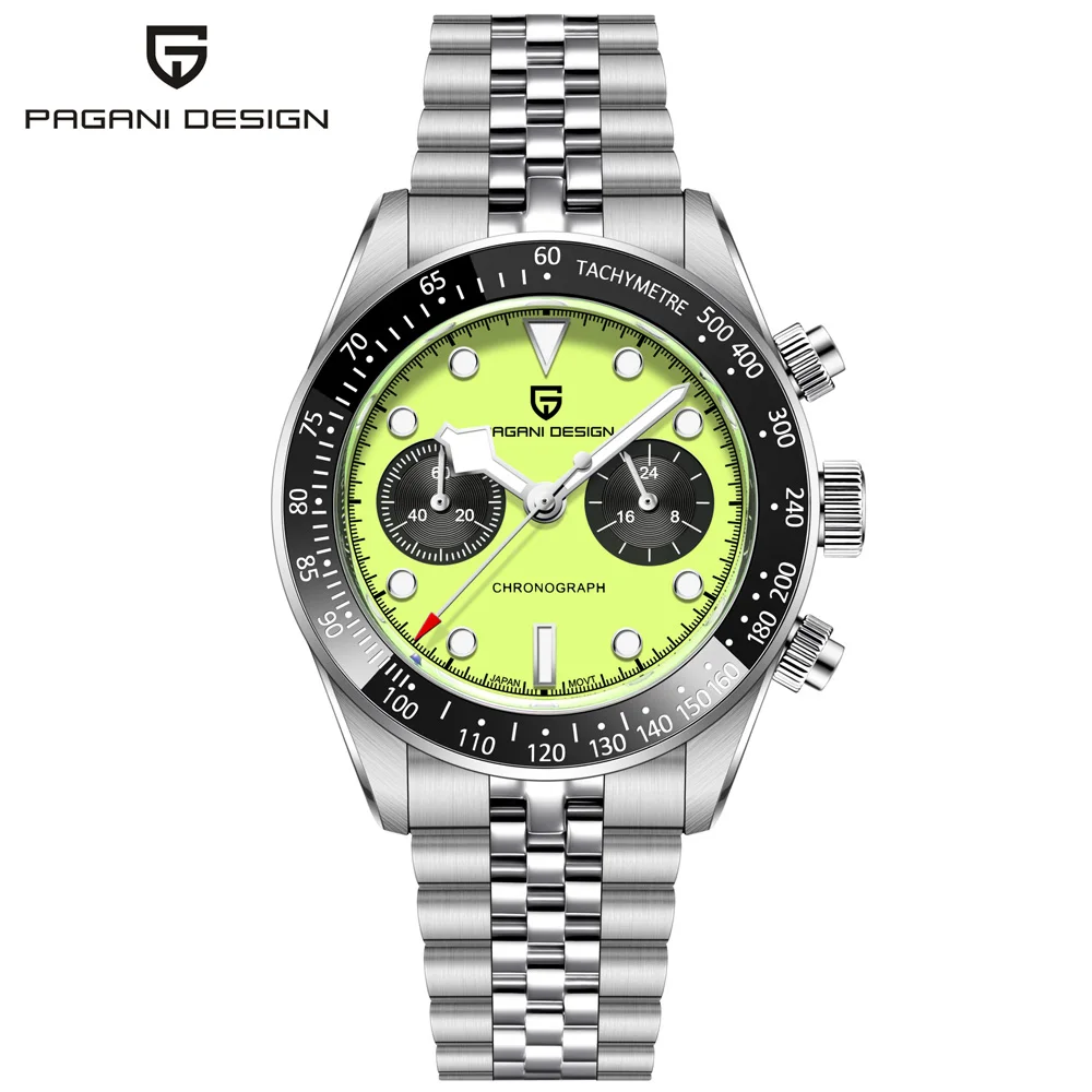 2026 New PAGANI DESIGN Green BB Panda Mechanical Watches For Men Sapphire Automatic VK34 Movement Luminous Stainless Steel Watch