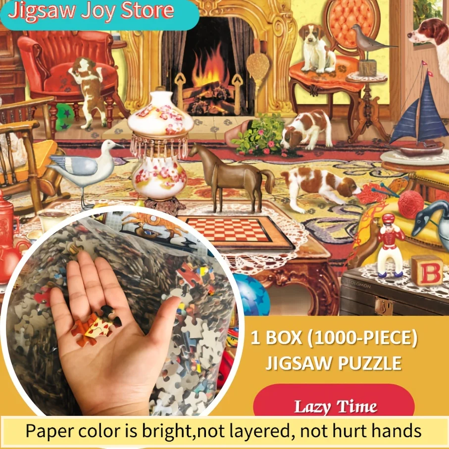 

1 Box (1000pcs) & Scratch-Resistant Puzzle Suitable for Adults - 1000pcs with Multi-Color Pieces, Portable Brain Game for Fami