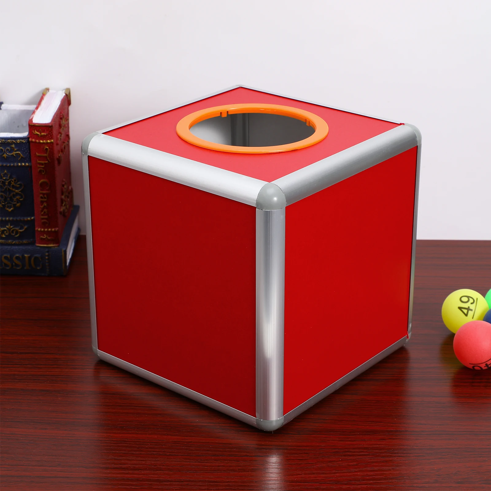 

20Cm Aluminum Alloy Raffle Box Transparent Lottery Container For Party Game Event Small Ticket Ball Holder Case Donation Box