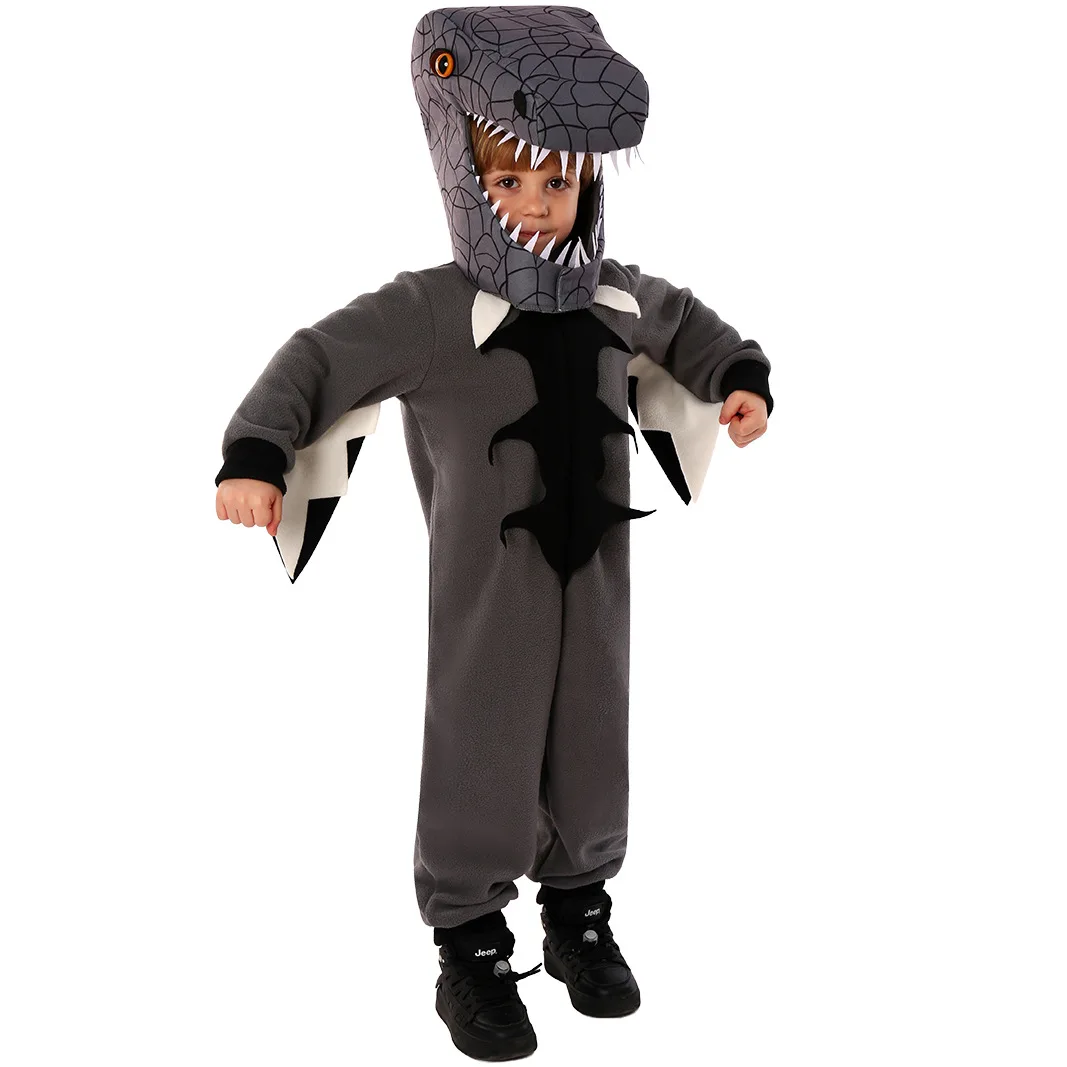 Halloween Nieuwe Dieren Zwarte Jumpsuit Set Kinder Dinosaurus Cosplay Kleding Jongens En Meisjes Feest Podium Voorstelling Kostuums