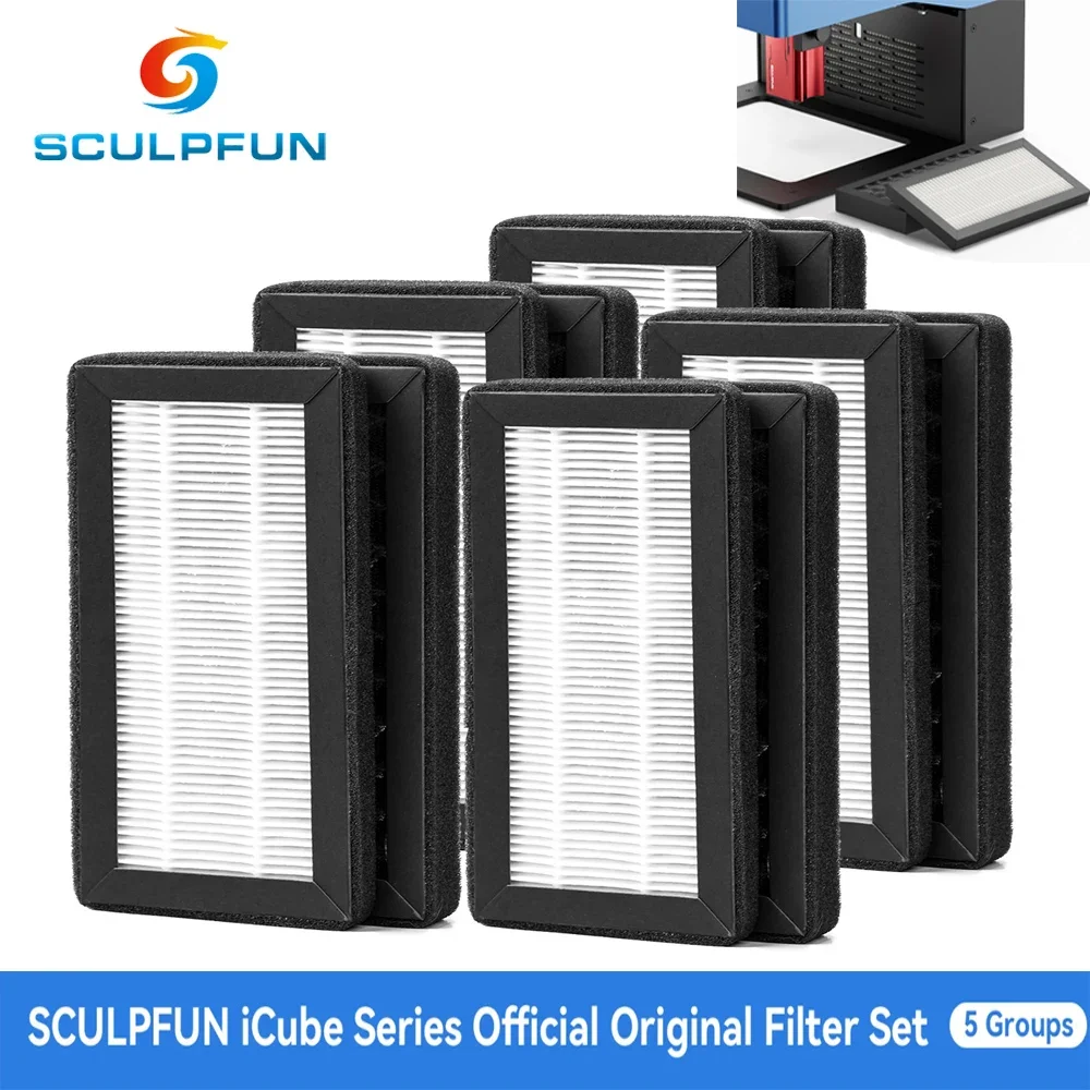 5PCS SCULPFUN iCube Series Filter Cotton Efficient Filtration with Activated Carbon Easy Installation for  iCube 10W/5W /3W