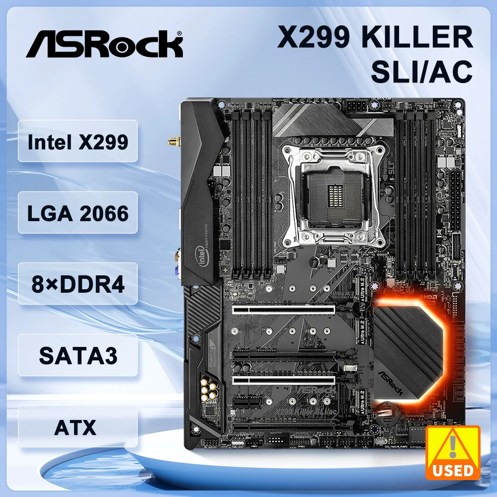 

ASRock X299 X299 Killer SLI/ac LGA 2066 DDR4 128 ГБ Ultra M.2 ATX, совместимый с процессором 10900X 9960 9900 7800X 7960X 7820X