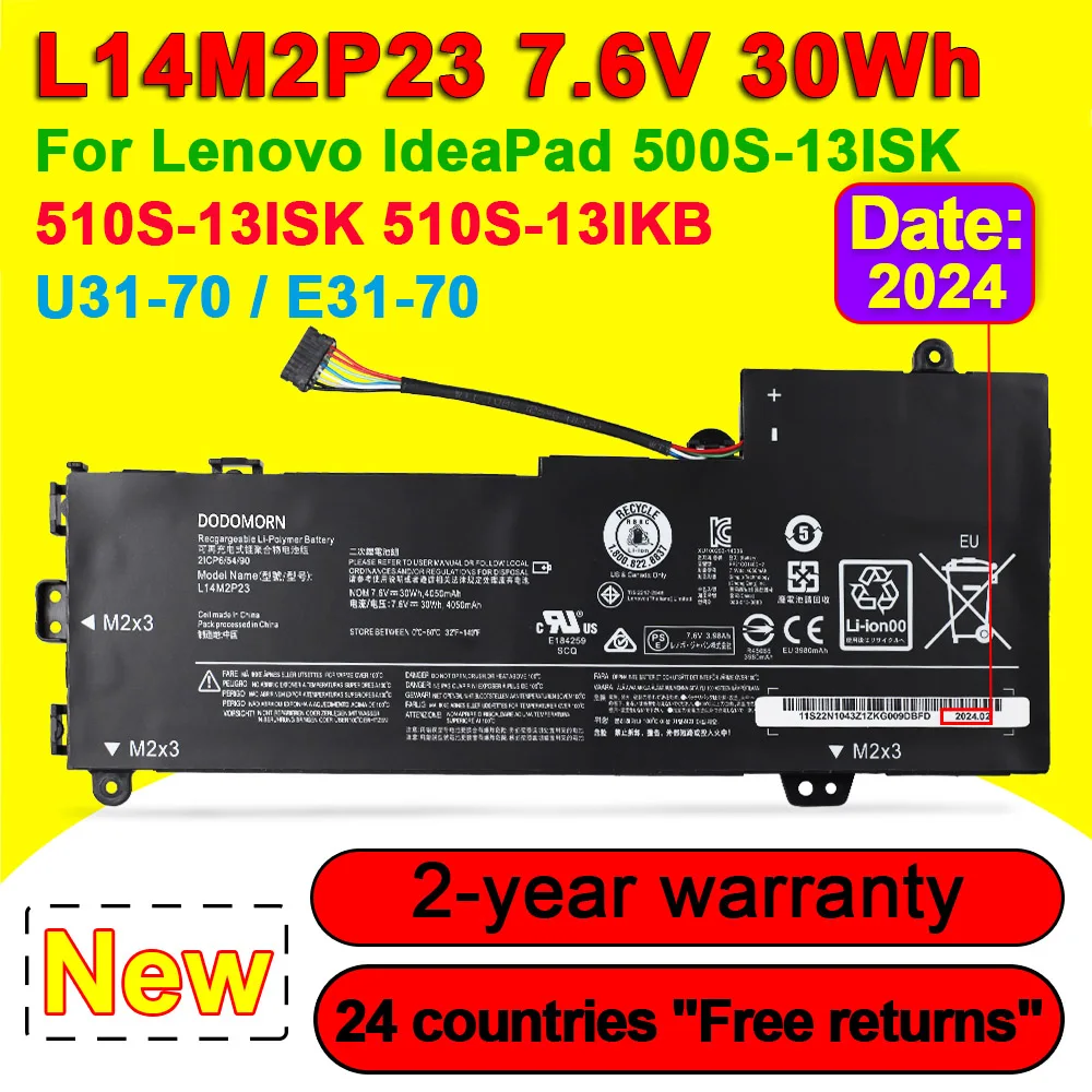 L14M2P23 For Lenovo IdeaPad 500S-13ISK 510S-13IKB 510S-13ISK U31-70 E31-70 E31-80 Laptop Battery L14M2P24 L14L2P22 L14S2P22