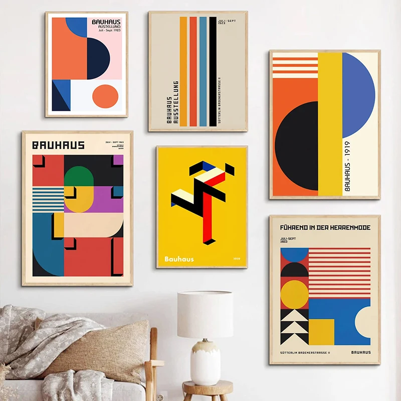 

Bauhaus Geometry Mondrian Gallery Posters and Prints Pop Art Canvas Paintings Wall Pictures For Living Room Home Decoration