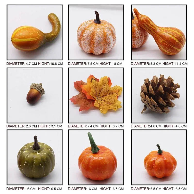 50pcs simulazione zucca autunno dorato Mini zucca Set zucca di Halloween decorazione del ringraziamento decorazioni di zucca тыква