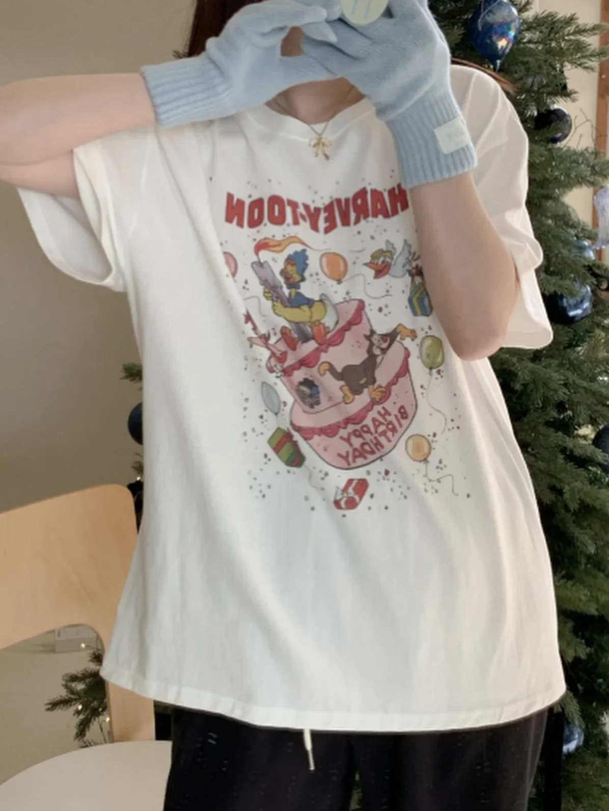 Summer Fiesta Sweet Korean Sle Digital Print Loose Fit Round Ne Ort Sve Women's T-irt  Casual Versatile Graphic T Shirts Y2K Top