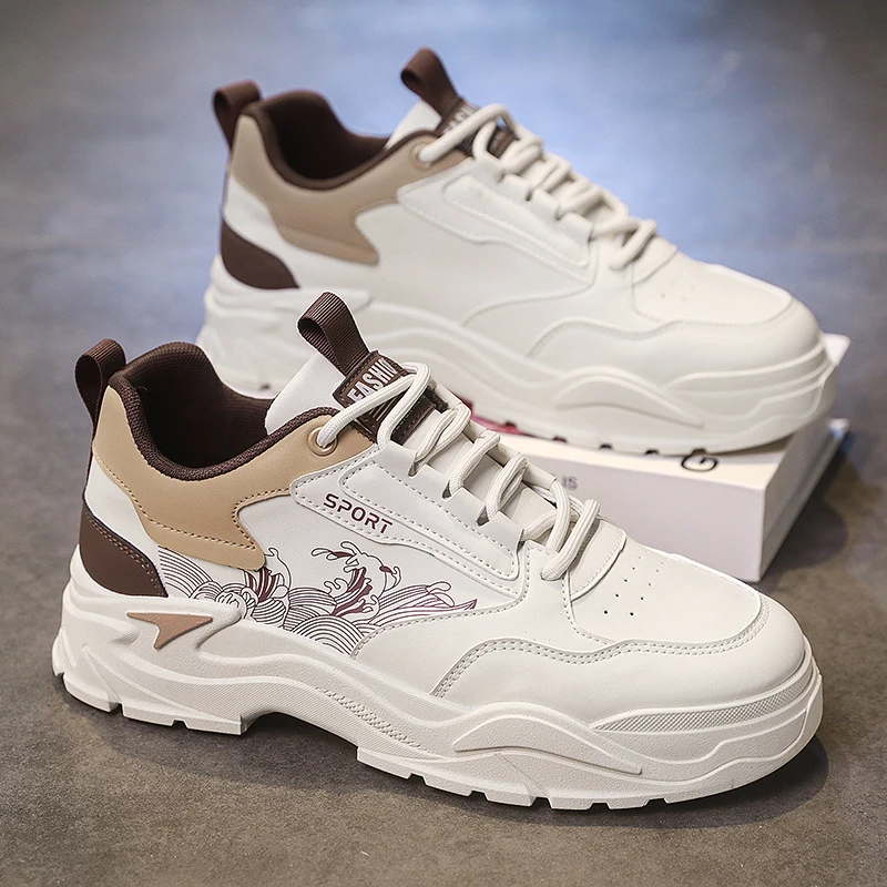 

Trendy Men's Running Shoes Spring Casual Anti-slip Youth Sports Heightening Dad Shoes Mesh Uppers Low Top Outdoor Sneakers