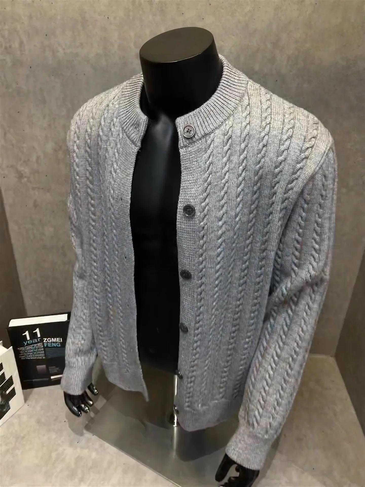 

Легкий текстурированный льняной вязаный кардиган, свитер, мужской осенний высококачественный винтажный джемпер с бейсбольным воротником, верхняя одежда