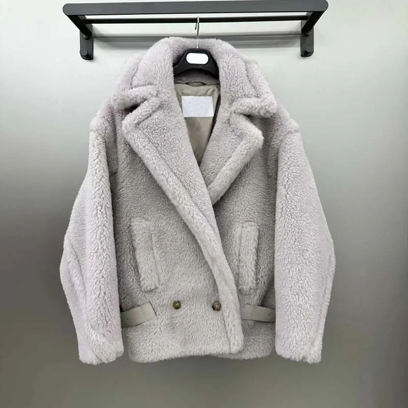 

Grand And Luxurious Women Coat Winter 2024 New Arrival Real Sheep Wool Jacket Short Length Drop-Shoulder Sleeve 1951 Letter