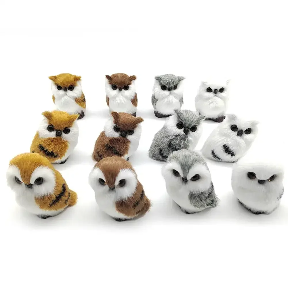 Figuras de acción de juguetes de peluche de simulación, regalo para niños, búho de simulación, adorno exquisito, decoración del hogar peluda bonita, adorno