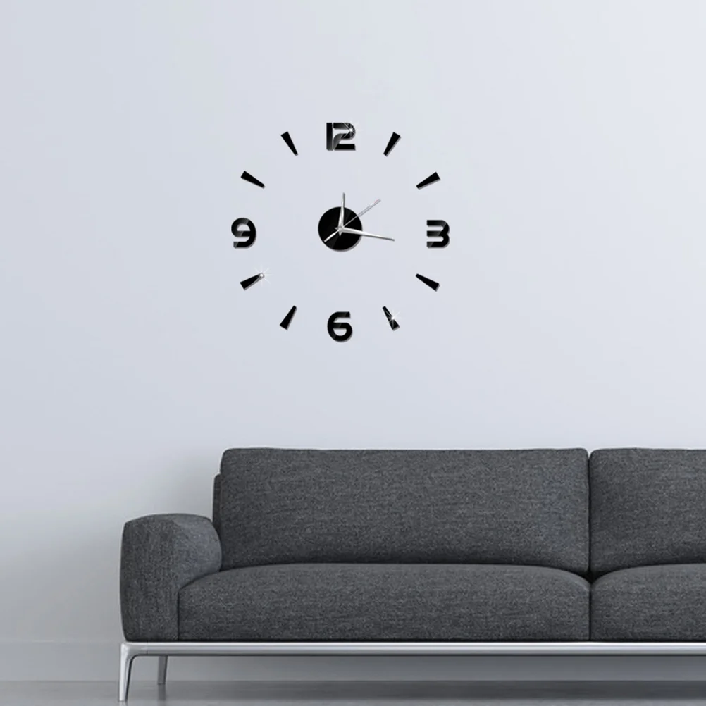 

Acrylic Wall Clock 3D Modern Black Diy Mirror Clock For Home Living Room Bedroom Decor Frameless Roman Numeral
