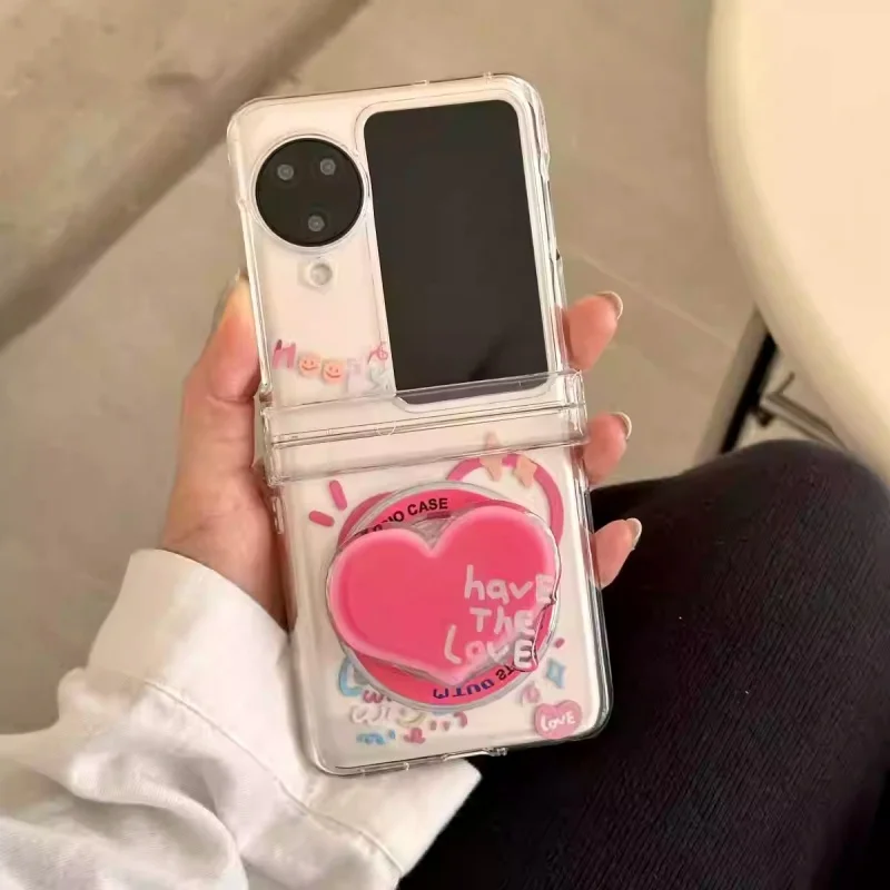 Hati Kartun Lucu Korea untuk Ponsel Magsafe Dudukan Griptok Magnetik untuk iPhone Tempat Casing Pengisi Daya Nirkabel Dapat Dilipat Lucu