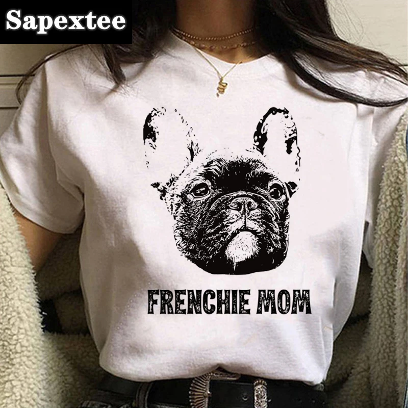 French Bulldog top tees summer top femme white t shirt kawaii 2021  top tees streetwear harajuku