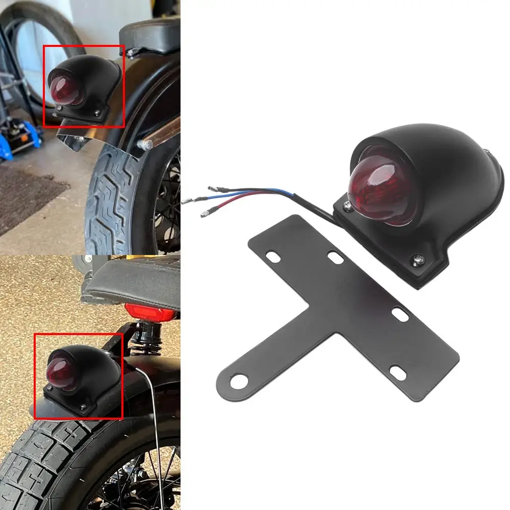 For Bobber Cafe Racer Chopper Cruiser Running Light Tail Lamp Vintage Motorcycle Universal Rear TailLight Stop Brake Light
