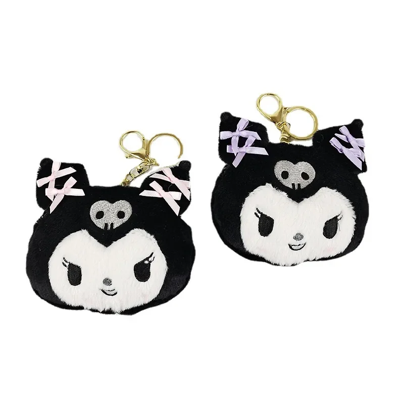 Sanrio Black Coin Purse Cute Kuromi Plush Keychain Kawaii Demon Kulomi Girl Bag Decoration Christmas Birthday Gifts for Kids