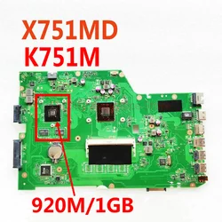 X751MD X751M Main board For ASUS K751M K751MA R752MA X751M X751MA 0GB-RAM CPU N2940 920M/1GB Graphics card