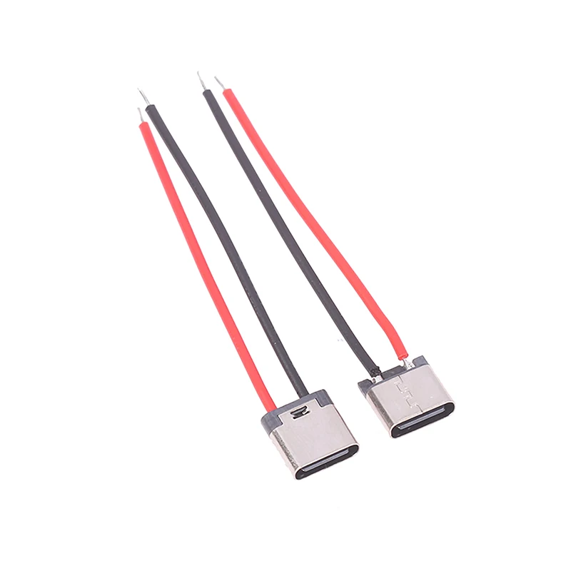 10Pcs USB Type-C 2P Welding Wire Female Connector Cable For Mobile Phone Electric Toothbrush Charging Type-C Female Connector