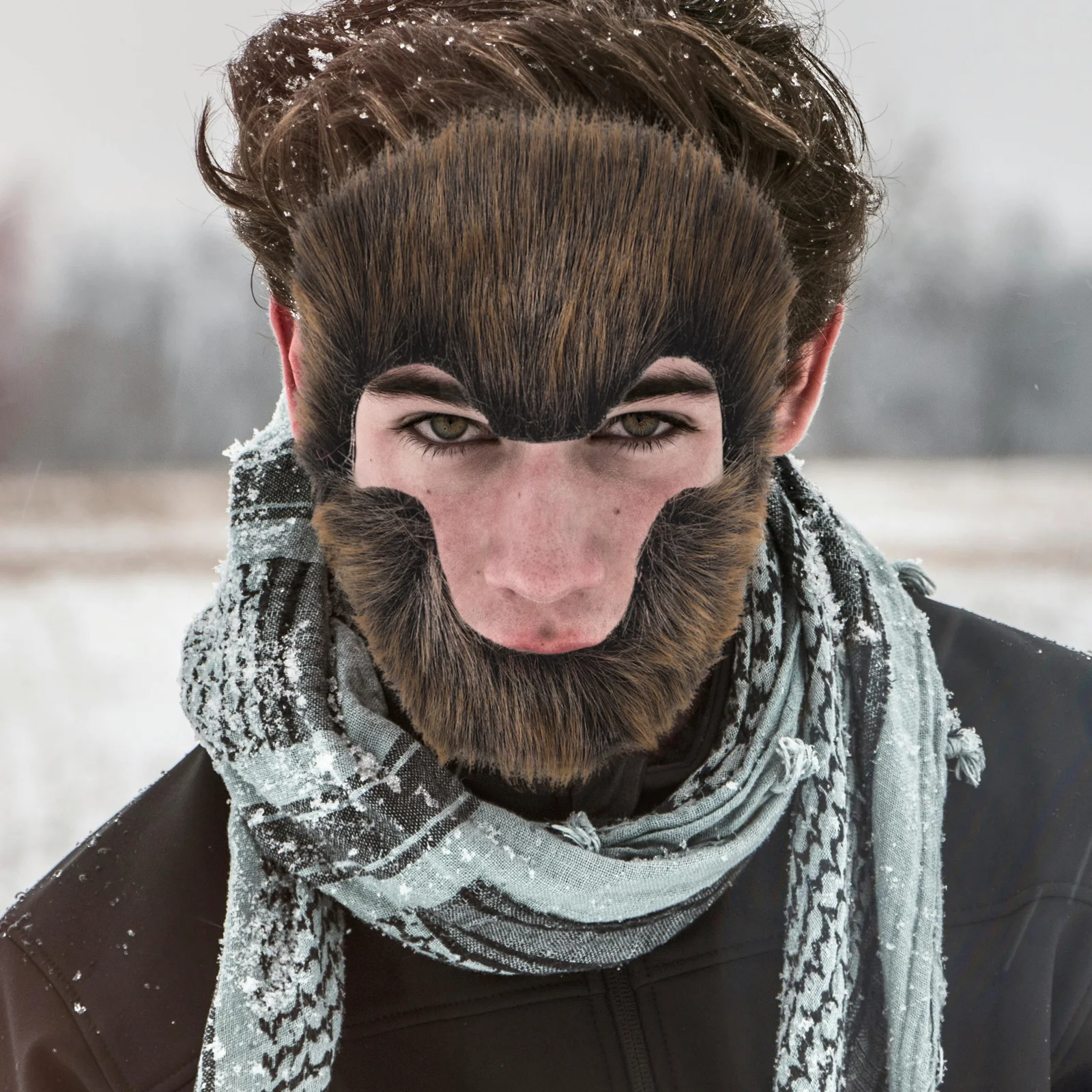 1 szt. Brązowa sztuczna broda małpy do kostiumu, na imprezę cosplay, maskaradę, rekwizyty sceniczne, wielokrotnego użytku, sztuczna broda dla mężczyzn