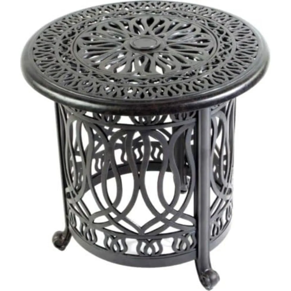 

Elisabeth Cast Aluminum Patio 21'' Round End Table with Ice Bucket Insert Desert Bronze.