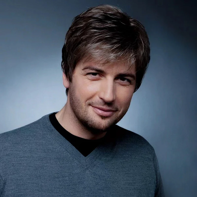 남성용 일상복 드레스업 가발 귀덮개 긴 머리 연회복 세트 합성 화학 섬유 가발 파티 남성용 짧은 머리