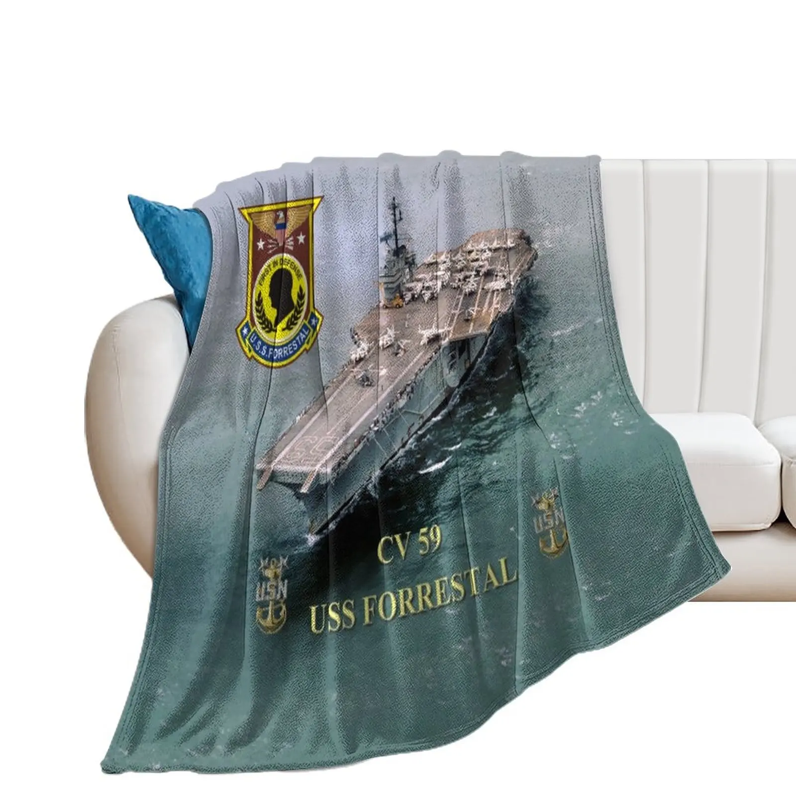 

CV-59 USS Forrestal Throw Blanket Custom Stuffeds Weighted Blankets