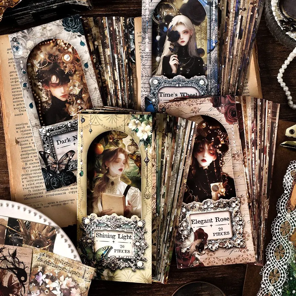 20 pcs Vintage Gothic character base collage and paper material paper European ledger decoration Scrapbooking Material