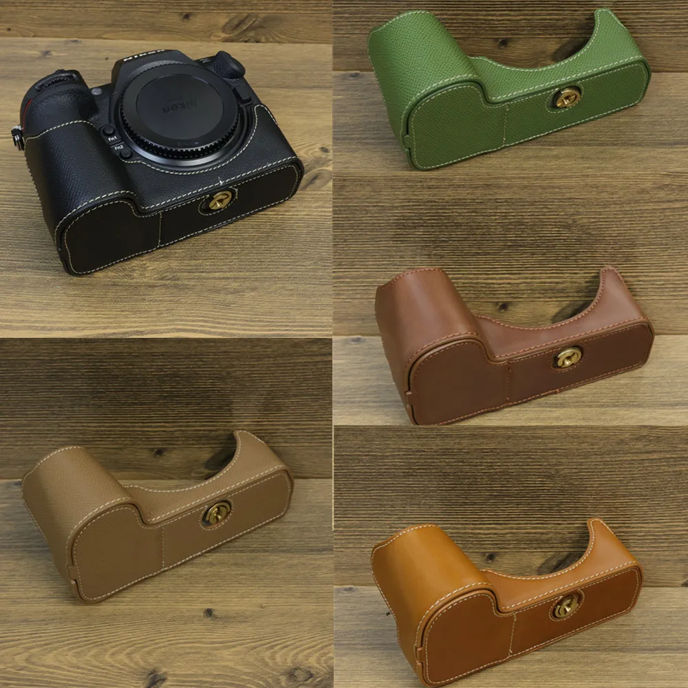 Authentic Leather/PU Base Bag Half Case for Nikon Z8 Mirrorless Camera Protective Bottom Cover Battery Access Ergonomic Grip
