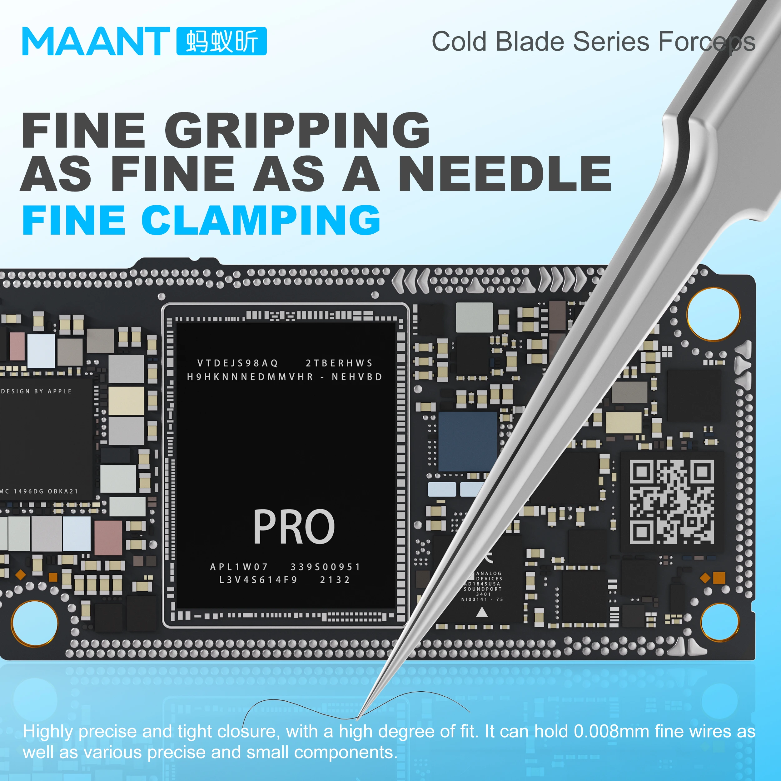 MaAnt Cold Blade Series Non-Magnetic Forceps for Phone Repair Motherboards PCBs ICs Small Components Jumper Wires Gripping Tool