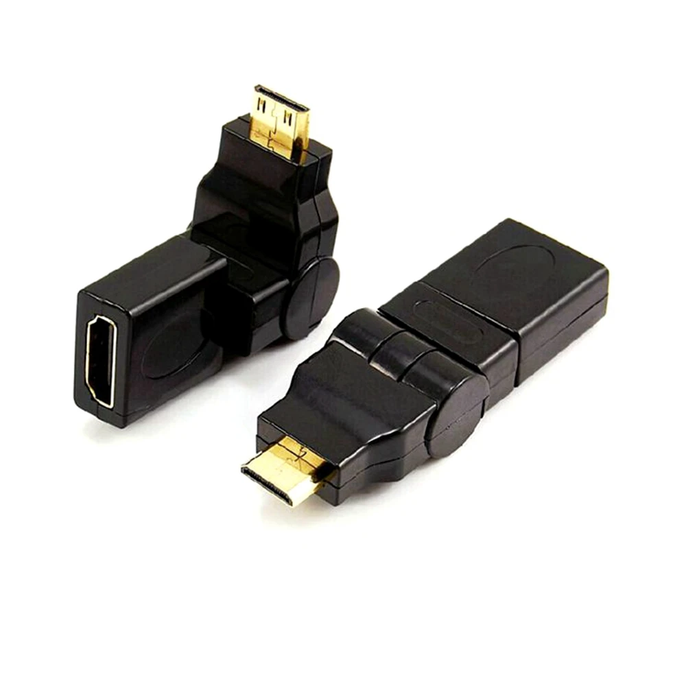 Mini HDMI Plug para HDMI, Adaptador De Ângulo Reto, Compatível HDMI, Fêmea Giratória, 360