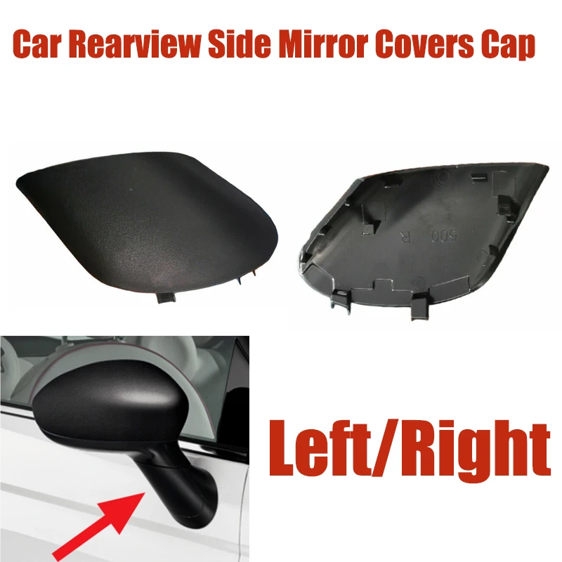1 unidad para Fiat 500 2007-2024 cubiertas de espejo retrovisor lateral tapa de espejo lateral cubierta de vástago tapa de vástago piezas del lado izquierdo/derecho del pasajero