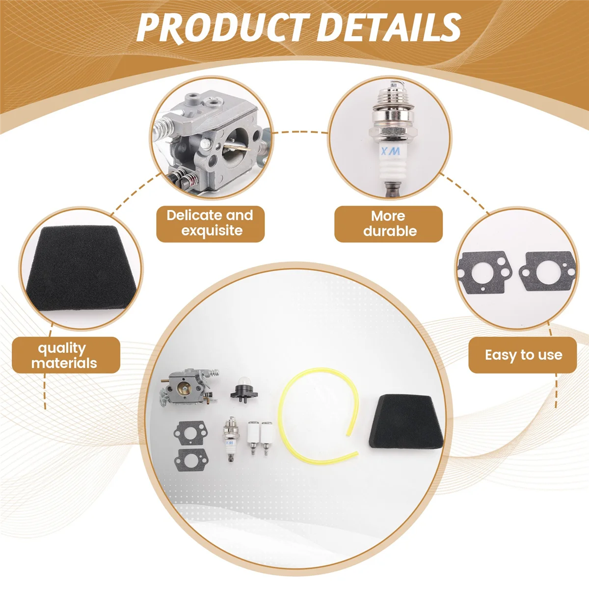 Новый комплект воздушного фильтра карбюратора для бензопилы Partner 351 352 370 371 390 391 401 420 422 5300718 -21 для Уолбро 33-29