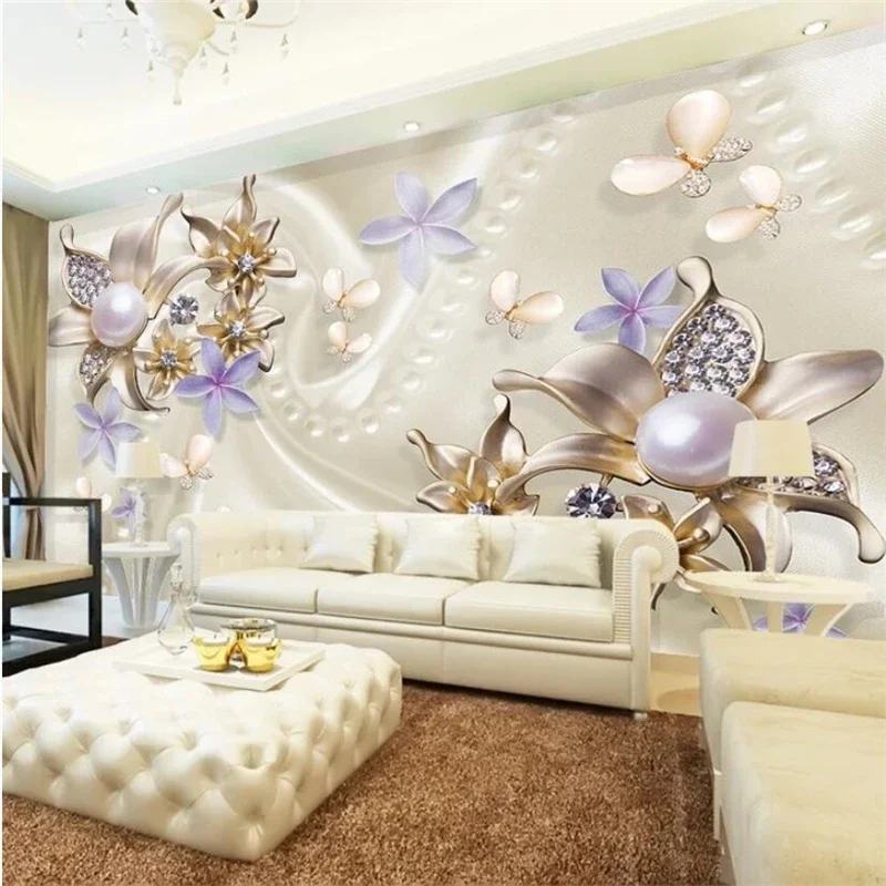 Custom wallpaper 3d mural LOVE swan jewelry TV background wall living room bedroom wallpapers home decor peacock room decoration