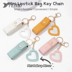 Lipstick Organizer Keychain Leather Lipstick Case with Mirror for Women Portable Lip Gloss Bag Lip Balm Holder for Travel