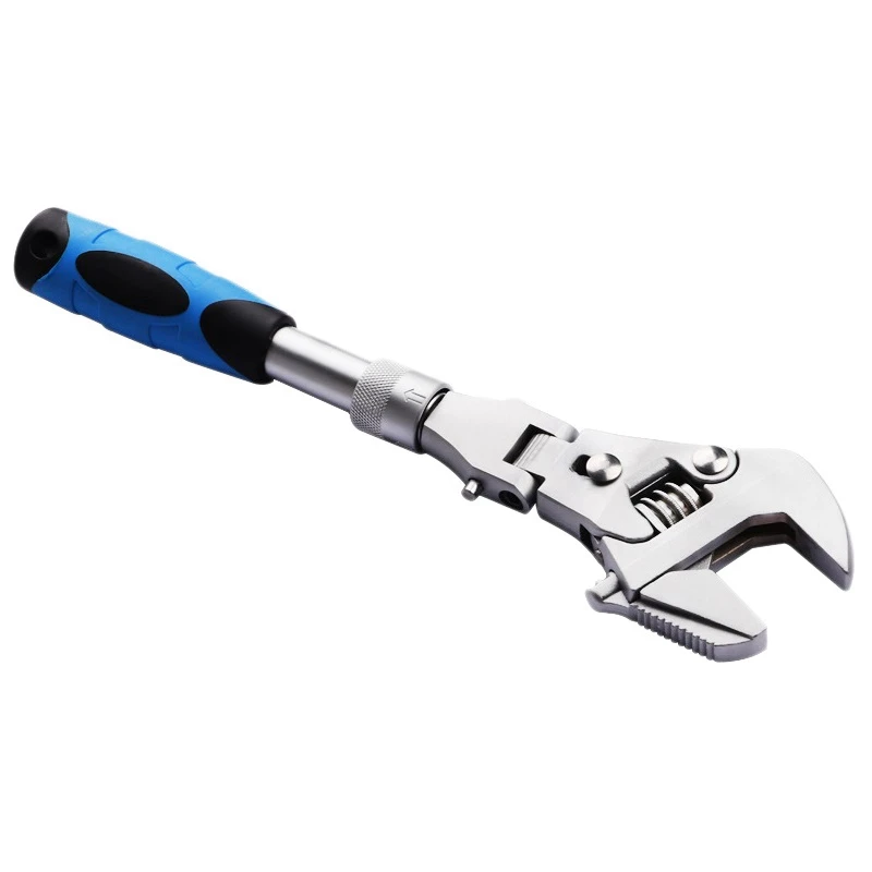 

10Inch Ratchet Adjustable Wrench 5-In-1 Torque Wrench Can Rotate And Fold 180 Degrees Pipe Telescopic Wrench Repair Tool