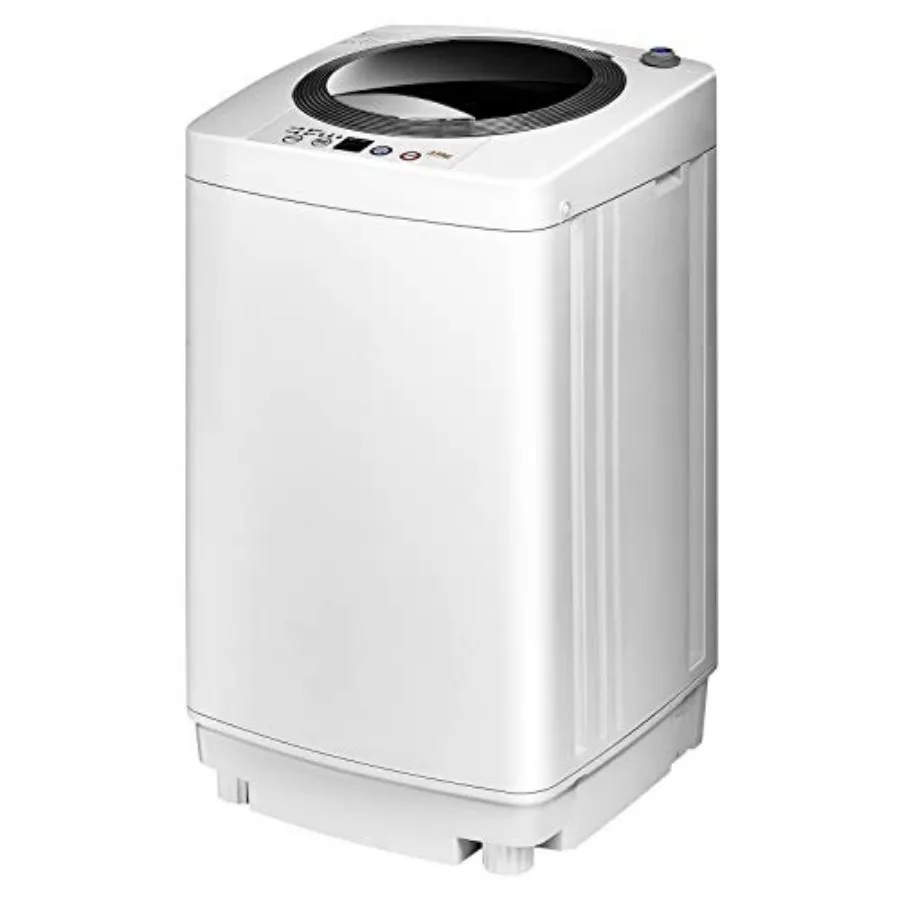 

Portable Full-Automatic Washing Machine with 8 lbs Capacity and Built-in Drain Pump Compact Single Tub Clothes Washer Spinner I