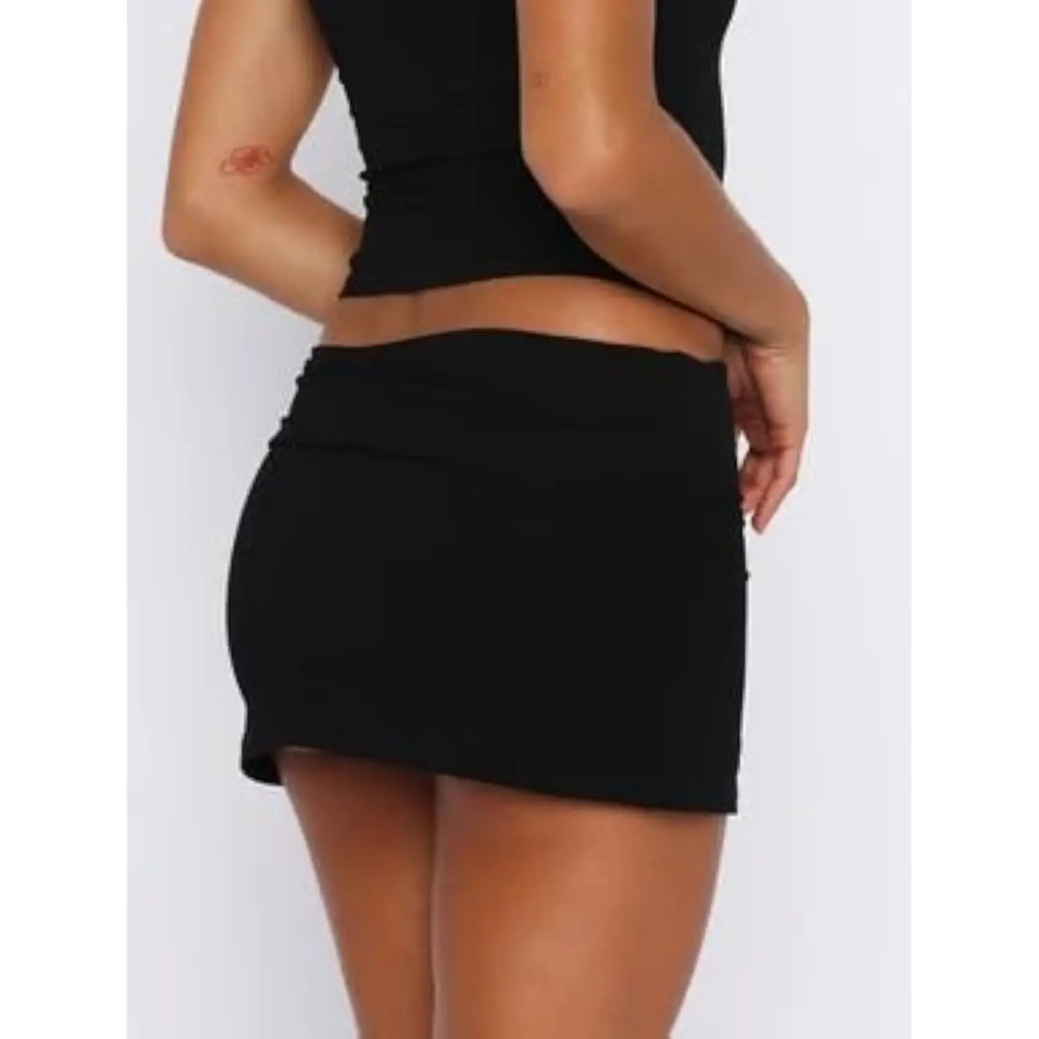 Women Fold Over Micro Skirts Y2k Cute Low Rise Bodycon Mini Going Out Skirt