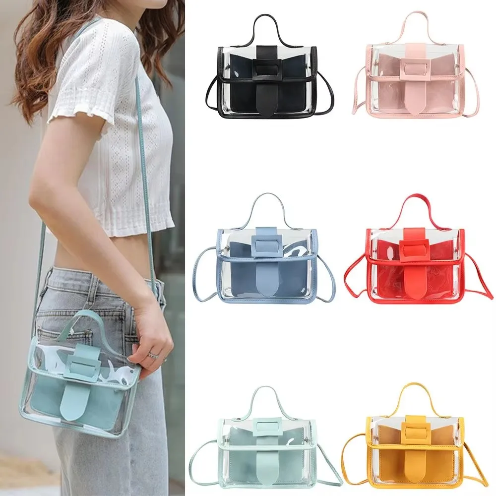 PVC Transparent Crossbody Square Messenger Bags Shopping Daily Women Jelly Small Shoulder Bag Casual Luxury Handbag