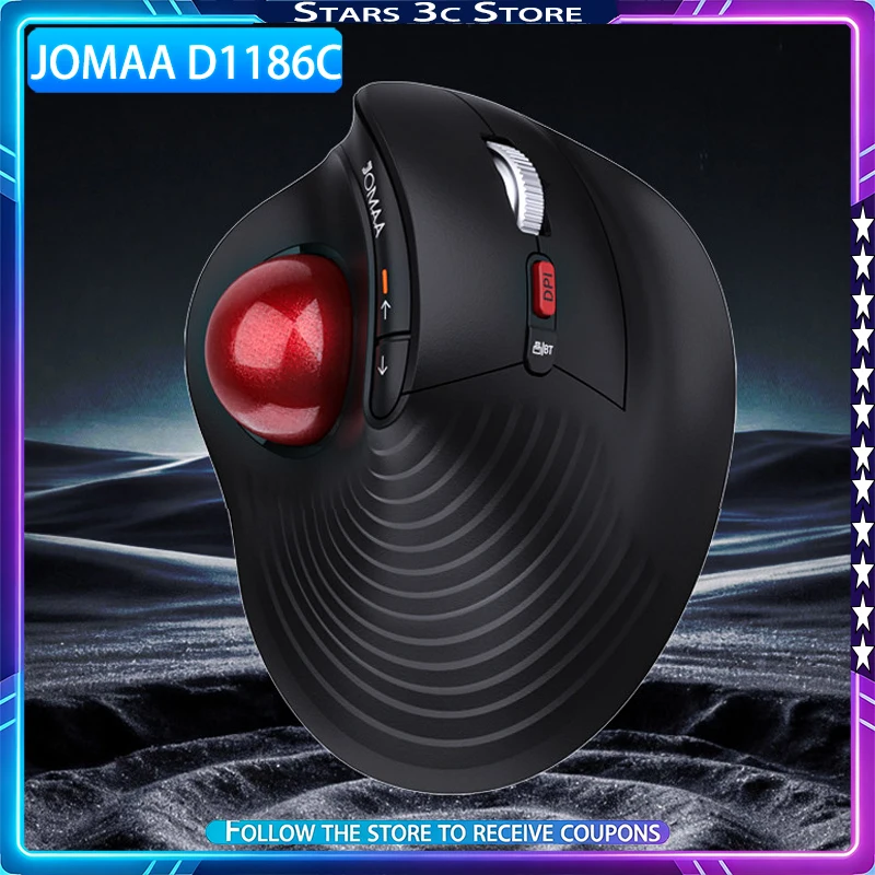JOMaA D1186C Vertical Mouse Wireless Bluetooth Long Endurance Ergonomic Trackball Design Office Mute Mouse Computer Accessory