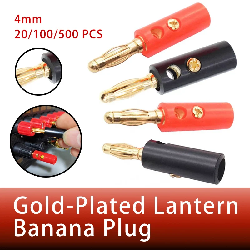 

20Pcs With Screws To Fix The Solder-Free Speaker Wire Plug Speaker Banana Plug Gold-Plated 4mm Lantern Banana Plug Audio Head