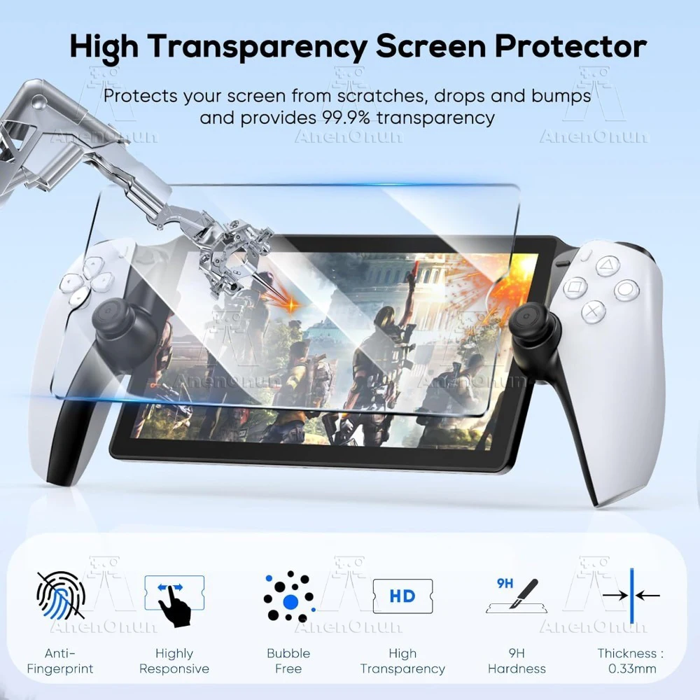 PS Portal 8-in-1 Protective Accessories Kit Carrying Case Soft Silicone Cover 4 Thumb Grips 2 HD Tempered Glass Screen Protector