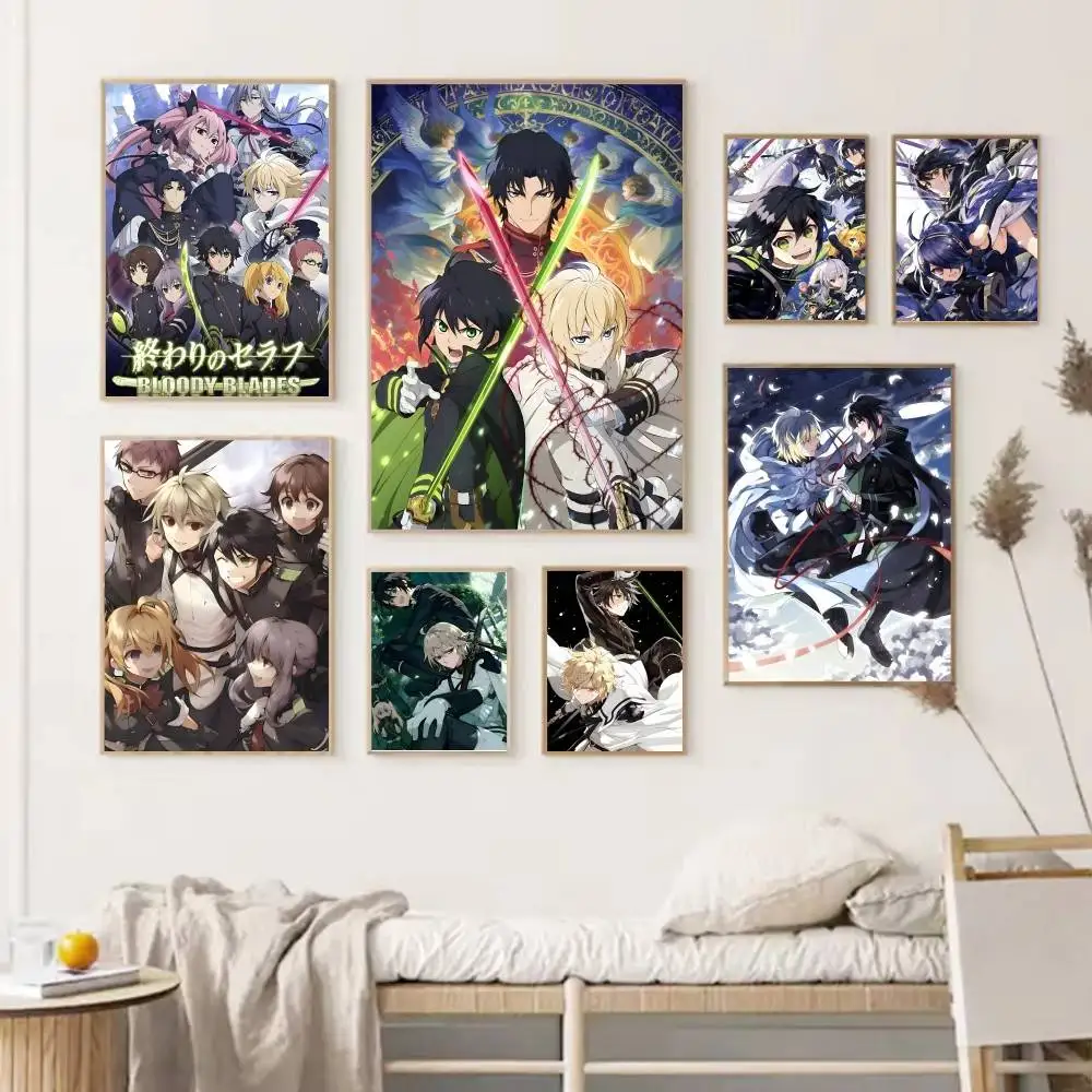 Seraph of The End Poster Self-adhesive Art Waterproof Paper Sticker Coffee House Bar Room Wall Decor