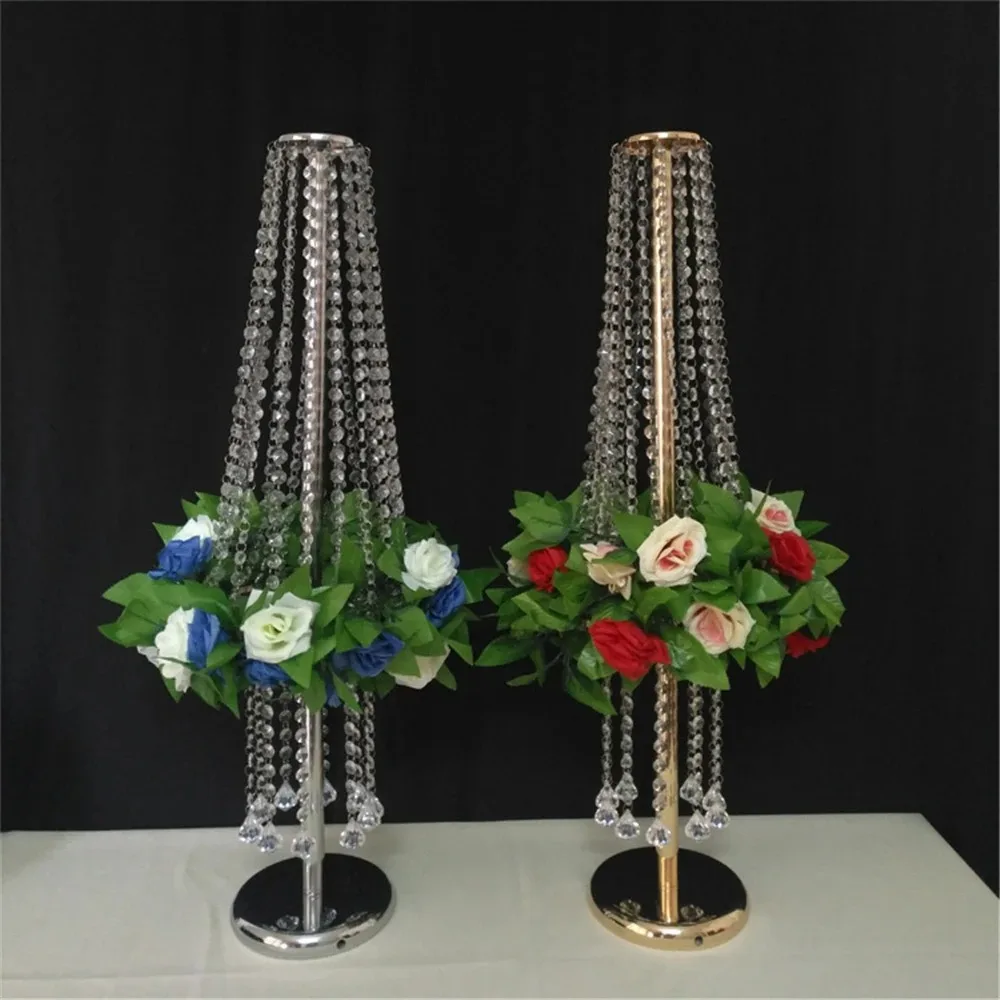 

Acrylic Crystal Flower Stand for Wedding Centerpiece, Tall Vase, Road Lead Flower Rack, Props for Event Party Decoration, 80cm