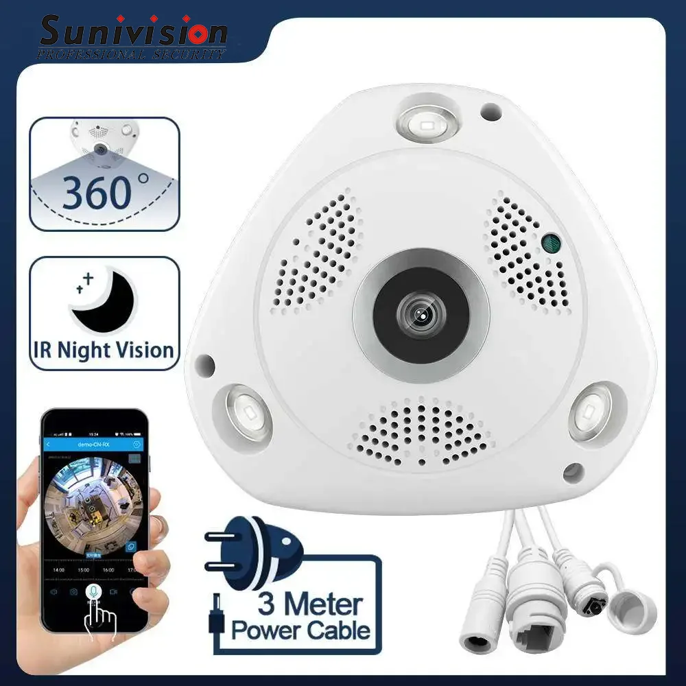 360 Degree WiFi Camera IP Fish Eye Panoramic 1080P WIFI CCTV 3D VR Video Audio Remote Home Monitoring CCTV Security Camera VRCAM