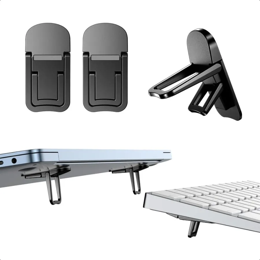 2PCS Zinc Alloy Mini Foldable Laptop Stand Portable Computer Keyboard Riser with 2 Adjustable Angles SelfAdhesive Invisible Not