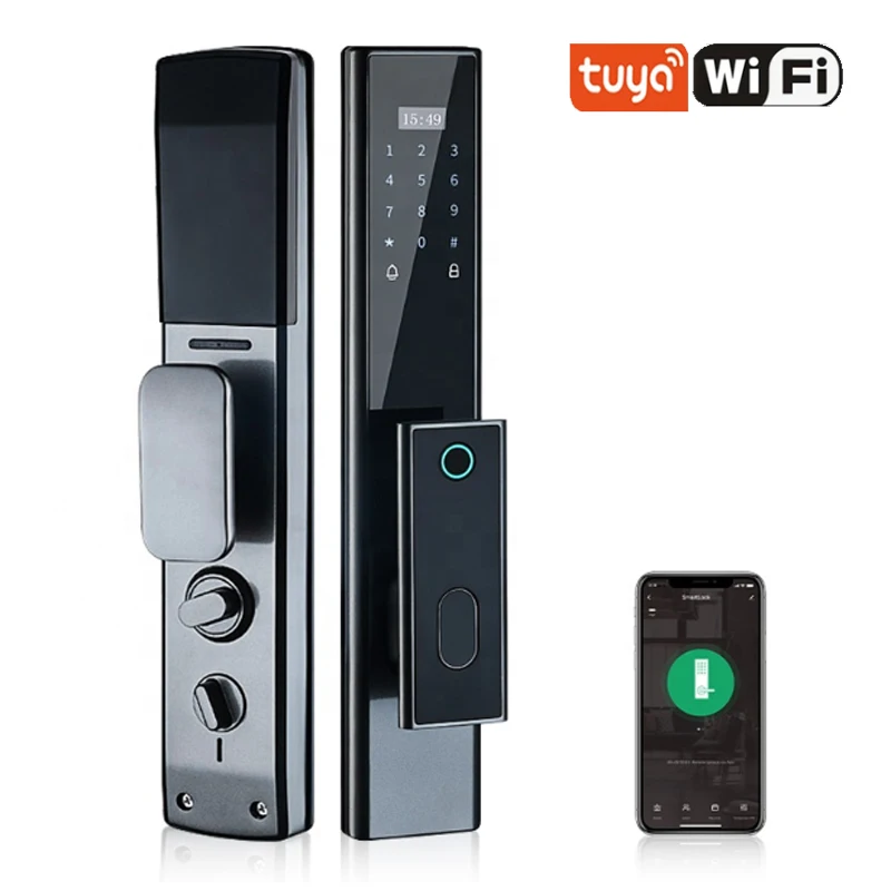 Imagem -02 - Tuya Electronic Smart Door Lock com Wi-fi Cartão Biométrico de Impressão Digital Senha Key Unlock Usb Emergency Charge Digital Locks