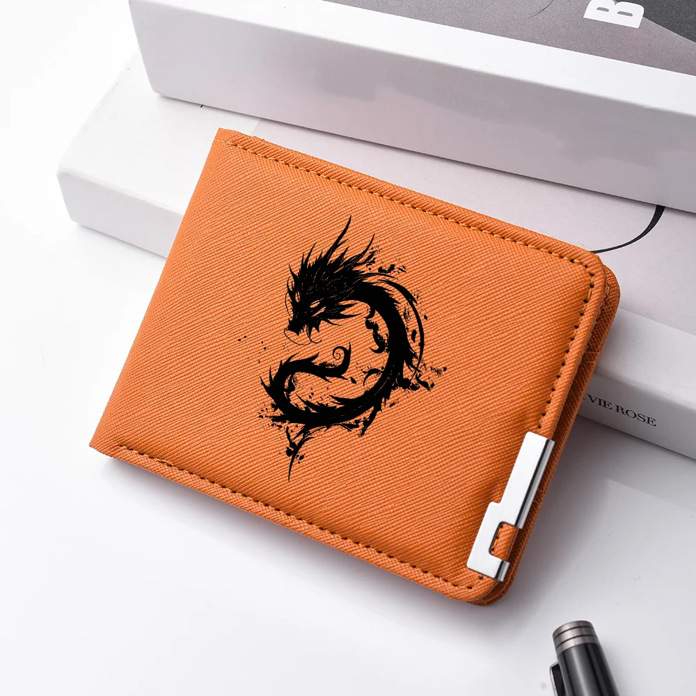 Fashionable High-Quality Men's Wallet Black Dragon Pattern Compact Lightweight Durable Men's Purse