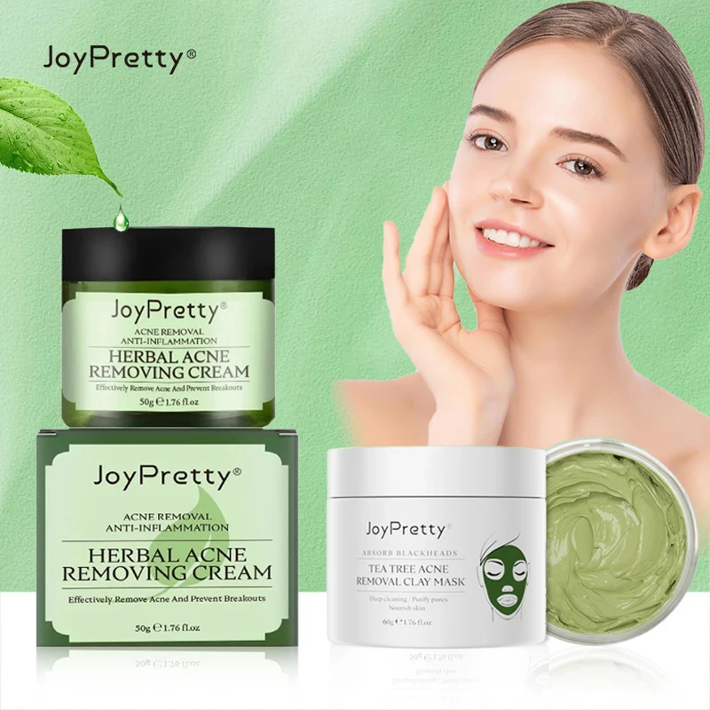 

JoyPretty Acne Treatment Face Cream Clay Mask Set Blackhead Pimple Removal Pore Deep Cleaning Moisturizing Facial Skin Care